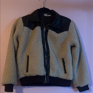 Dark brown and Cream fuzzy Jacket